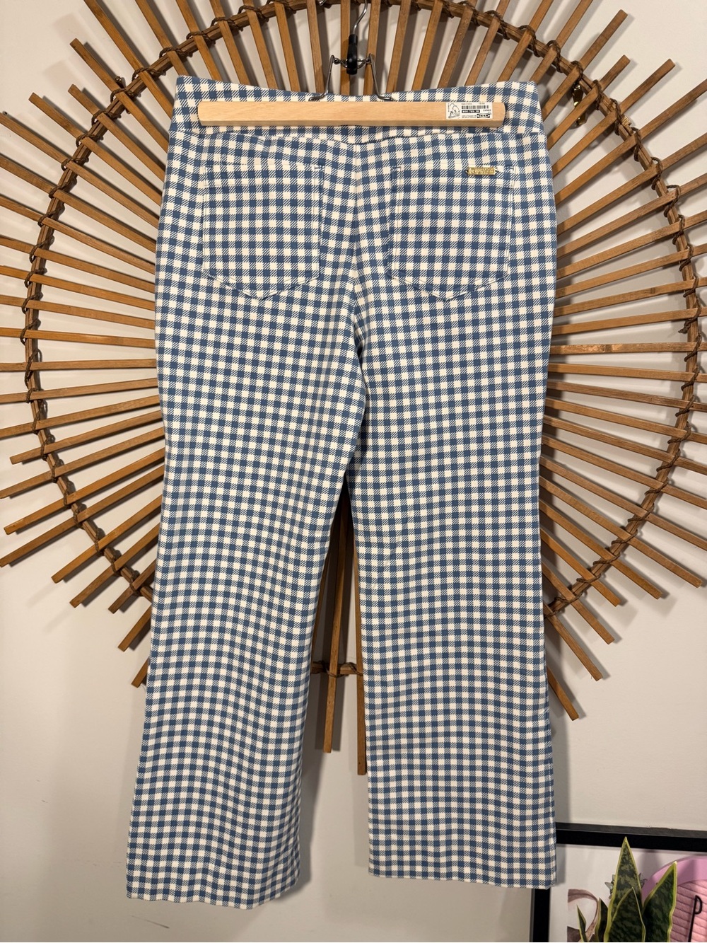 Spartina 449 Maren Kick Flare Pull On Pants in Bluestone Gingham Preppy Classic - Picture 7 of 13